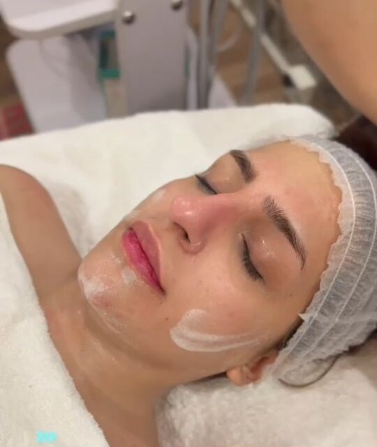 A facial in progress at the studio